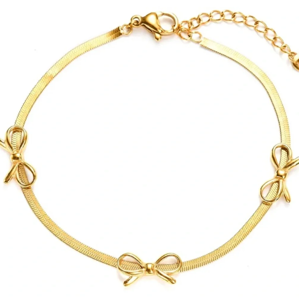Veinci Jewelry Feminine Gold Bow Herringbone Bracelet Hypoallergenic